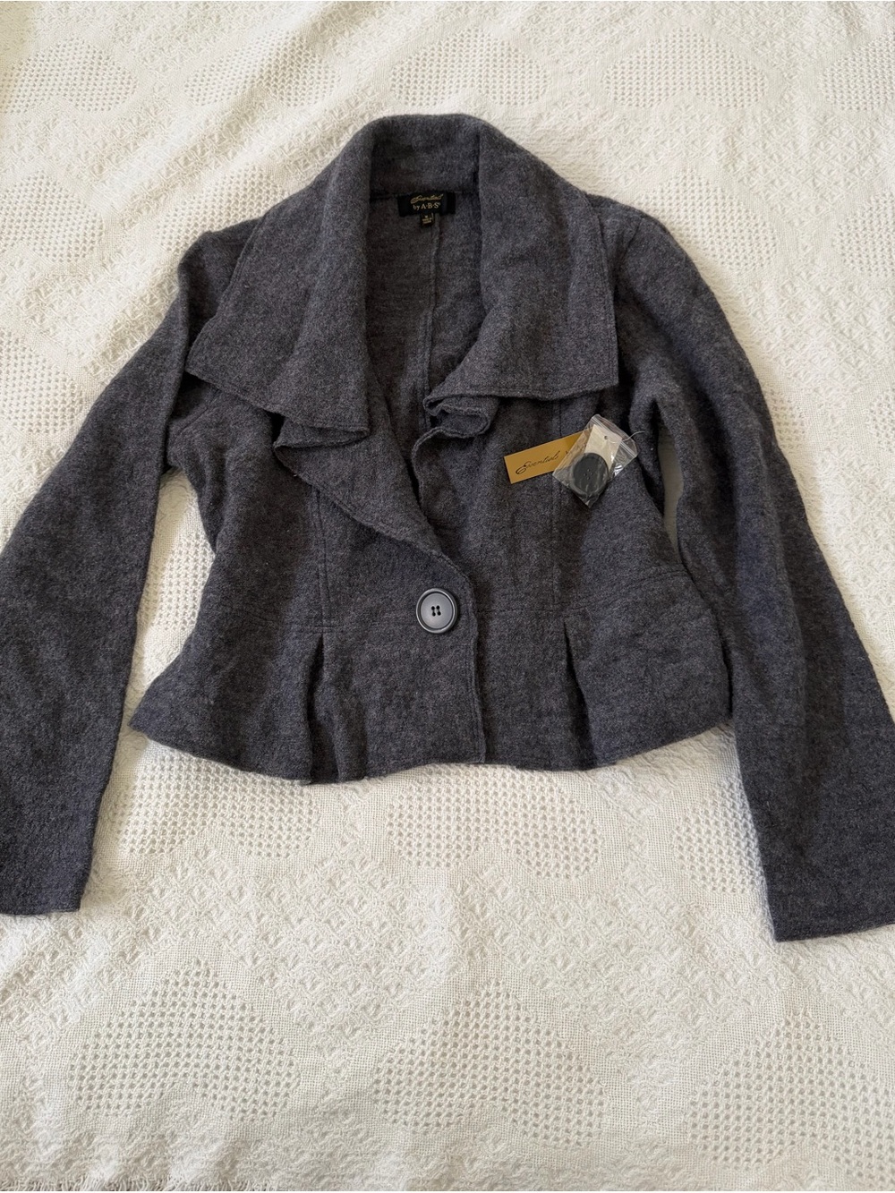 Essentials Dark Gray Draped Peplum Blazer
